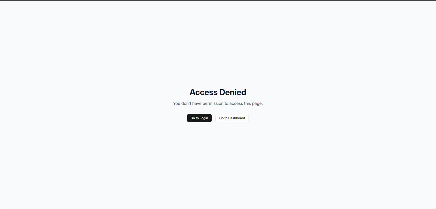 Access denied error page when user lacks permissions